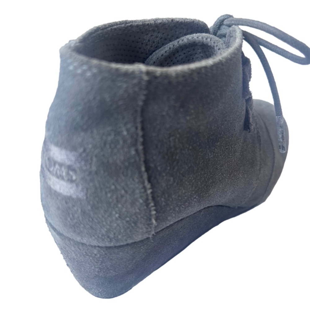 TOMS Kala Grey Suede Wedge Ankle Bootie Boots - Picture 4 of 6